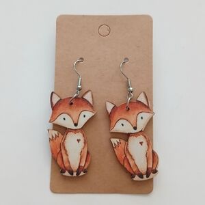 Fashion Jewelry Fox Earrings - Brown and White